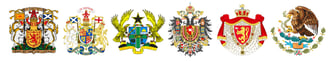  Escudo de armas para Escocia, Reino Unido, Ghana, Austria, Noruega y México